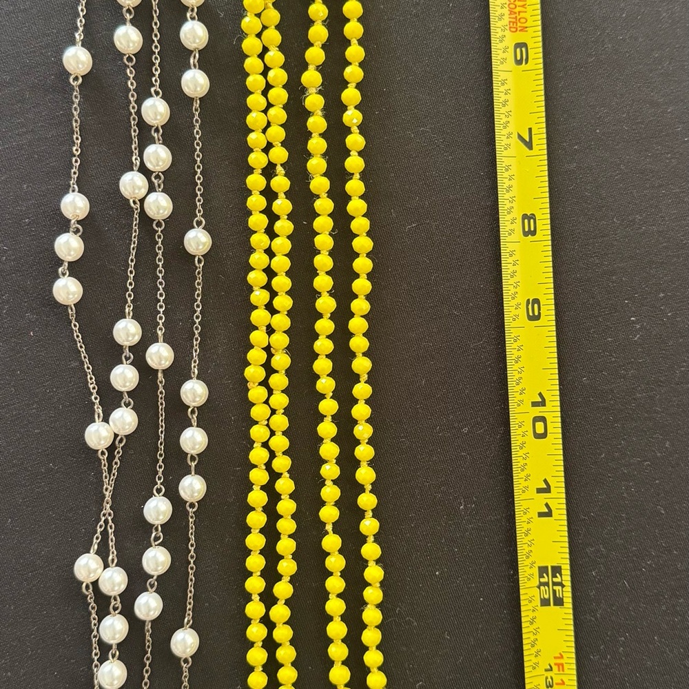 Yellow and Silver Beaded Necklace Set